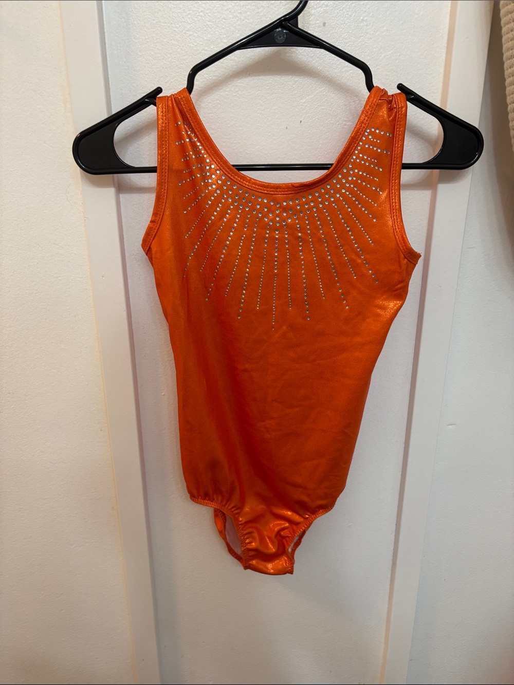 Girls Orange Sparkle Tank Leotard - Kids Dance Costume Or Gymnastics Leotard